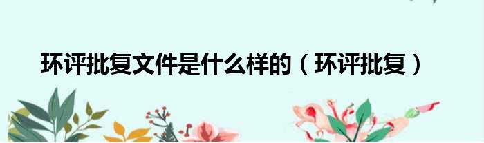 环评批复文件是什么样的 环评批复