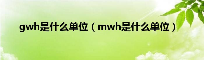 gwh是什么单位 mwh是什么单位