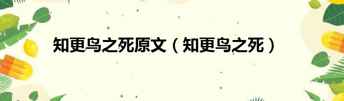 知更鸟之死原文 知更鸟之死