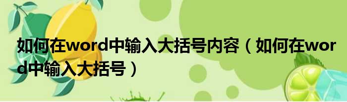 如何在word中输入大括号内容 如何在word中输入大括号
