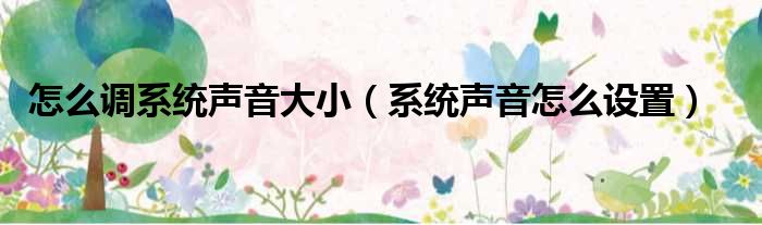 怎么调系统声音大小 系统声音怎么设置