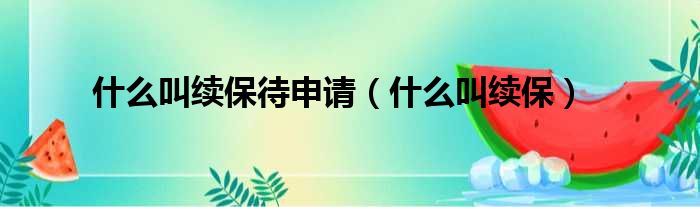 什么叫续保待申请 什么叫续保