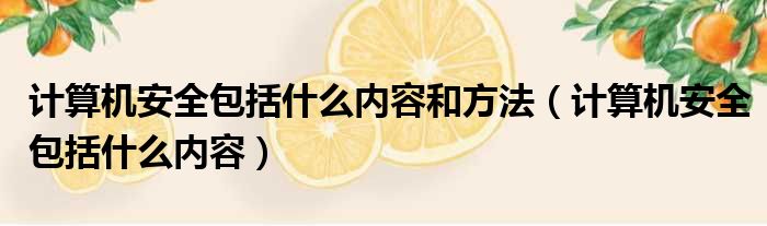 计算机安全包括什么内容和方法 计算机安全包括什么内容
