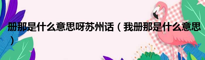 册那是什么意思呀苏州话 我册那是什么意思