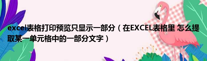 excel表格打印预览只显示一部分 在EXCEL表格里 怎么提取某一单元格中的一部分文字