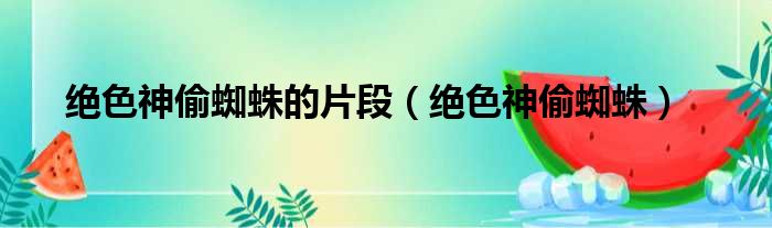 绝色神偷蜘蛛的片段 绝色神偷蜘蛛