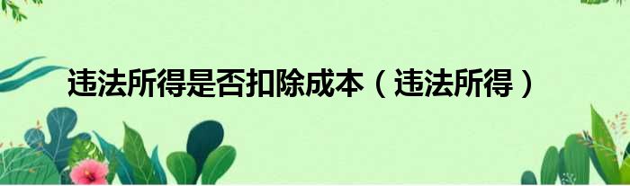 违法所得是否扣除成本 违法所得