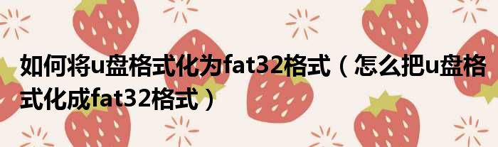 如何将u盘格式化为fat32格式 怎么把u盘格式化成fat32格式