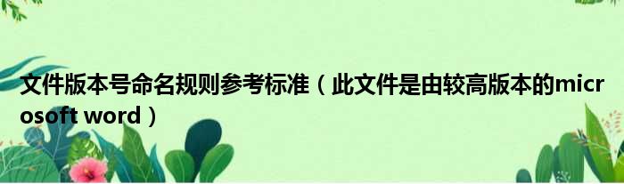 文件版本号命名规则参考标准 此文件是由较高版本的microsoft word