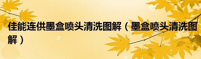 佳能连供墨盒喷头清洗图解 墨盒喷头清洗图解