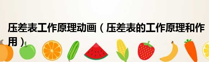 压差表工作原理动画 压差表的工作原理和作用