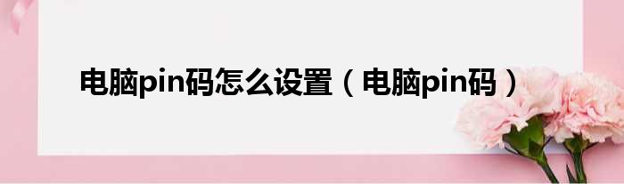 电脑pin码怎么设置 电脑pin码