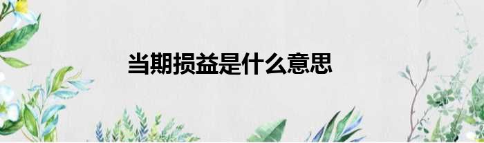 当期损益是什么意思