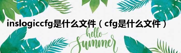 inslogiccfg是什么文件 cfg是什么文件