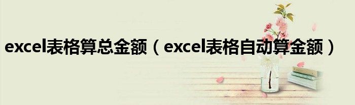 excel表格算总金额 excel表格自动算金额