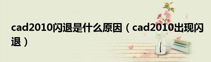 cad2010闪退是什么原因 cad2010出现闪退
