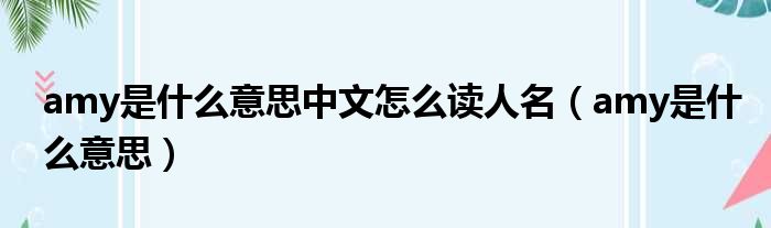 amy是什么意思中文怎么读人名 amy是什么意思