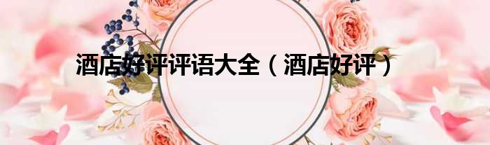 酒店好评评语大全 酒店好评