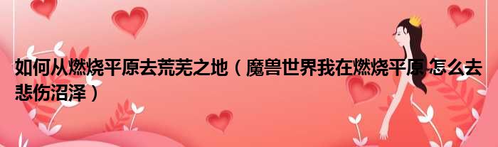 如何从燃烧平原去荒芜之地 魔兽世界我在燃烧平原 怎么去悲伤沼泽