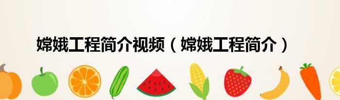 嫦娥工程简介视频 嫦娥工程简介