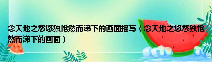 念天地之悠悠独怆然而涕下的画面描写 念天地之悠悠独怆然而涕下的画面