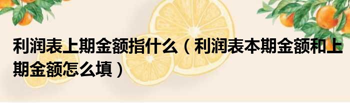 利润表上期金额指什么 利润表本期金额和上期金额怎么填