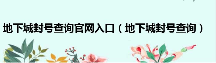 地下城封号查询官网入口 地下城封号查询