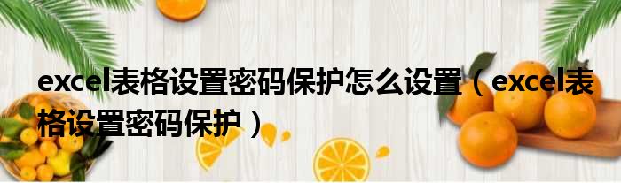excel表格设置密码保护怎么设置 excel表格设置密码保护