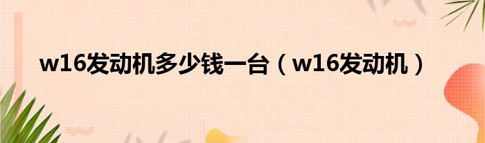 w16发动机多少钱一台 w16发动机