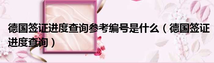 德国签证进度查询参考编号是什么 德国签证进度查询