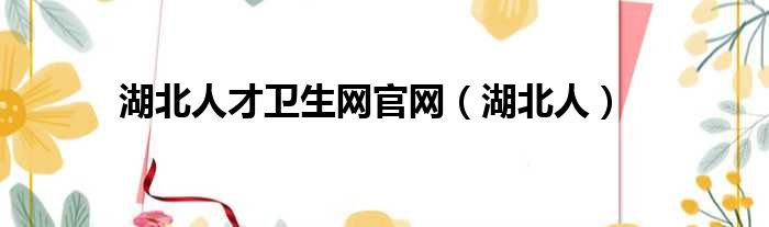 湖北人才卫生网官网 湖北人