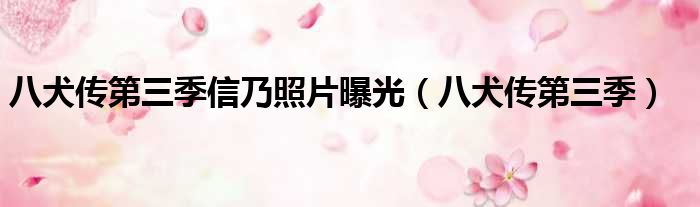 八犬传第三季信乃照片曝光 八犬传第三季