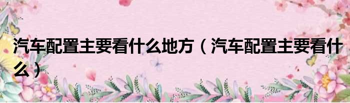 汽车配置主要看什么地方 汽车配置主要看什么