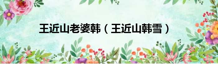 王近山老婆韩 王近山韩雪