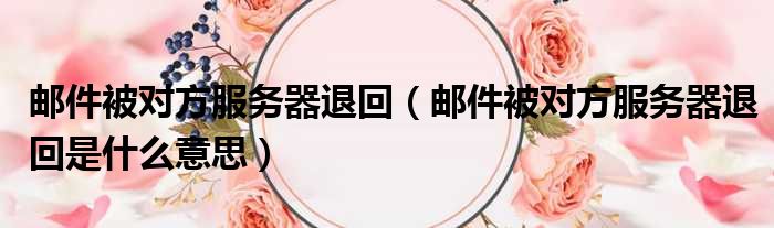 邮件被对方服务器退回 邮件被对方服务器退回是什么意思