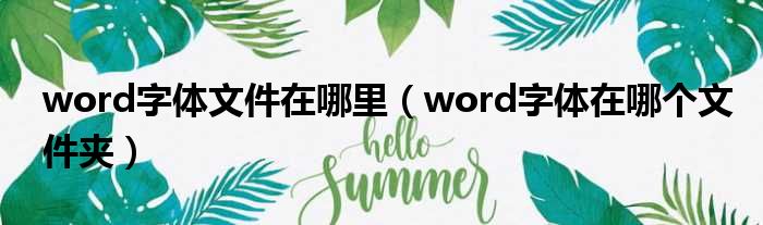 word字体文件在哪里 word字体在哪个文件夹