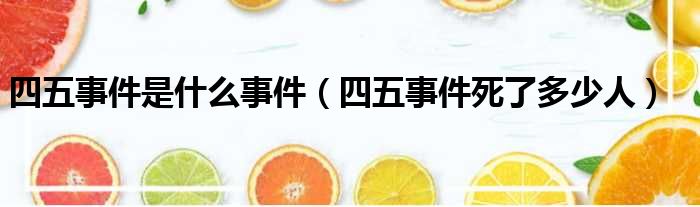 四五事件是什么事件 四五事件死了多少人