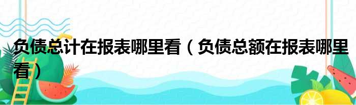 负债总计在报表哪里看 负债总额在报表哪里看