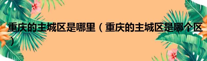重庆的主城区是哪里 重庆的主城区是哪个区