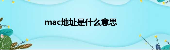 mac地址是什么意思