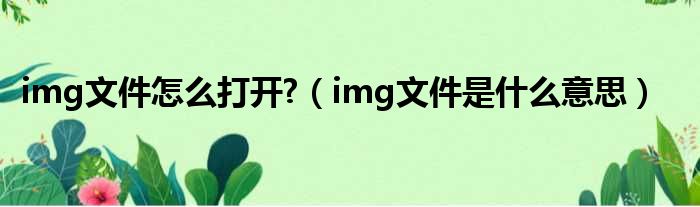 img文件怎么打开  img文件是什么意思