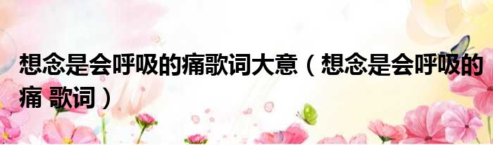 想念是会呼吸的痛歌词大意 想念是会呼吸的痛 歌词