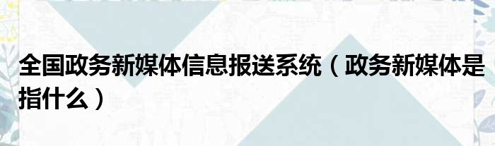 全国政务新媒体信息报送系统 政务新媒体是指什么