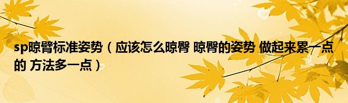 sp晾臂标准姿势 应该怎么晾臀 晾臀的姿势 做起来累一点的 方法多一点