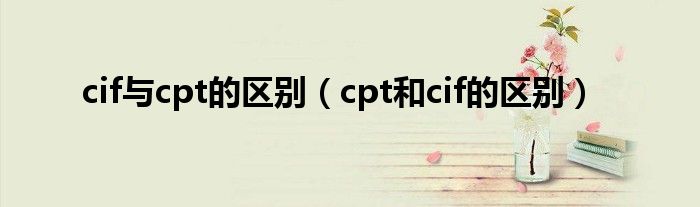 cif与cpt的区别 cpt和cif的区别