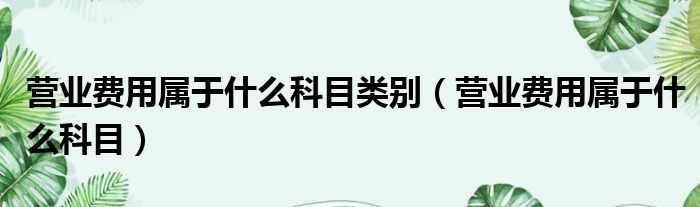 营业费用属于什么科目类别 营业费用属于什么科目