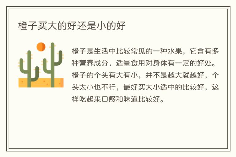 橙子买大的好还是小的好