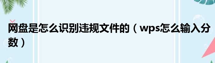 网盘是怎么识别违规文件的 wps怎么输入分数