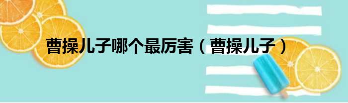 曹操儿子哪个最厉害 曹操儿子