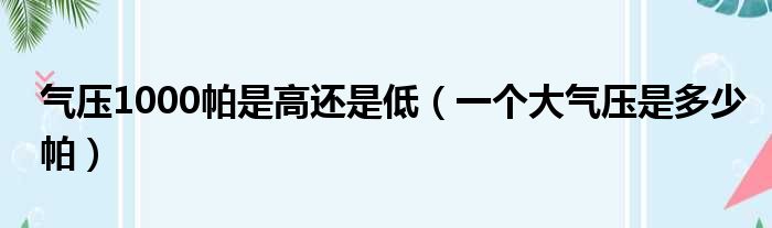 气压1000帕是高还是低 一个大气压是多少帕